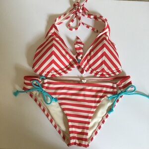 Hobie Red and White Striped Kids Bikini